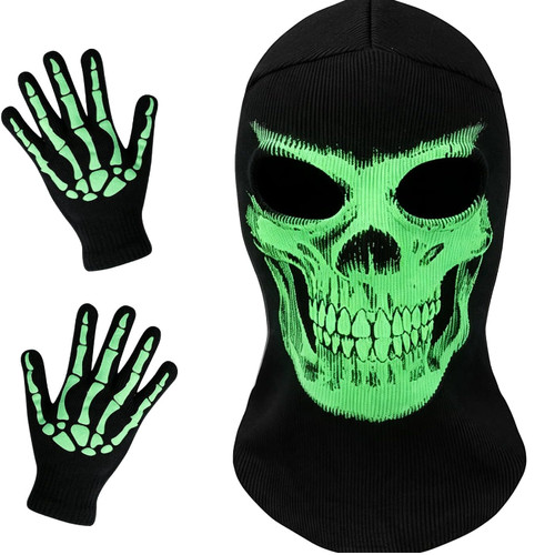 Leuchtende skelettmaske - leuchtende,